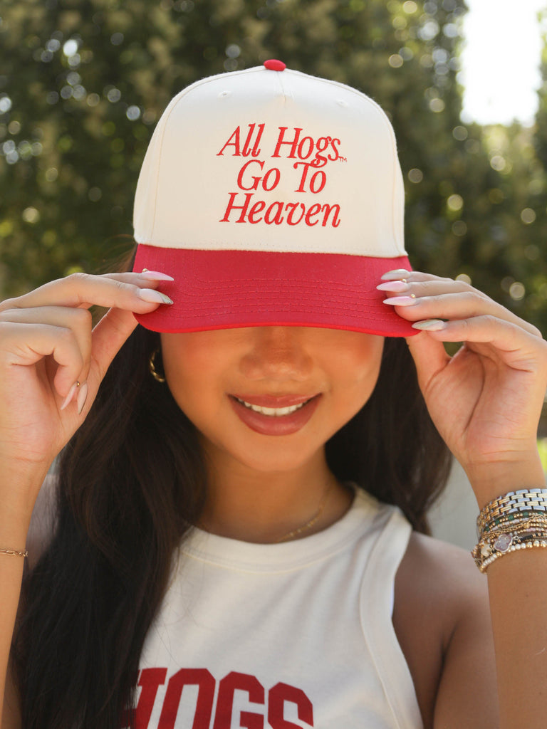 ALL HOGS GO TO HEAVEN TWO TONE TRUCKER HAT