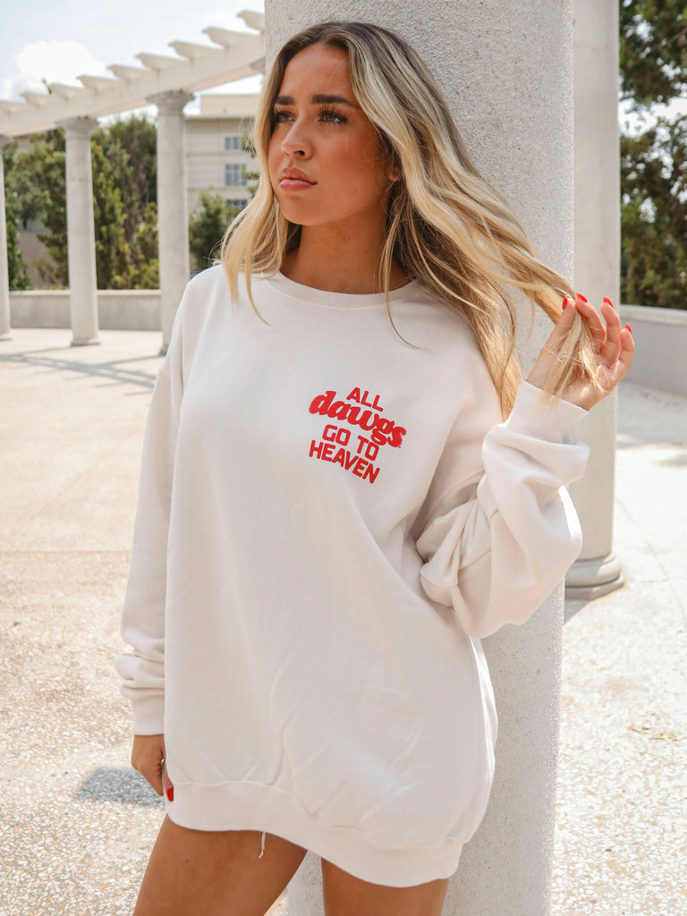 ALL DAWGS GO TO HEAVEN SWEATSHIRT (FRONT + BACK)