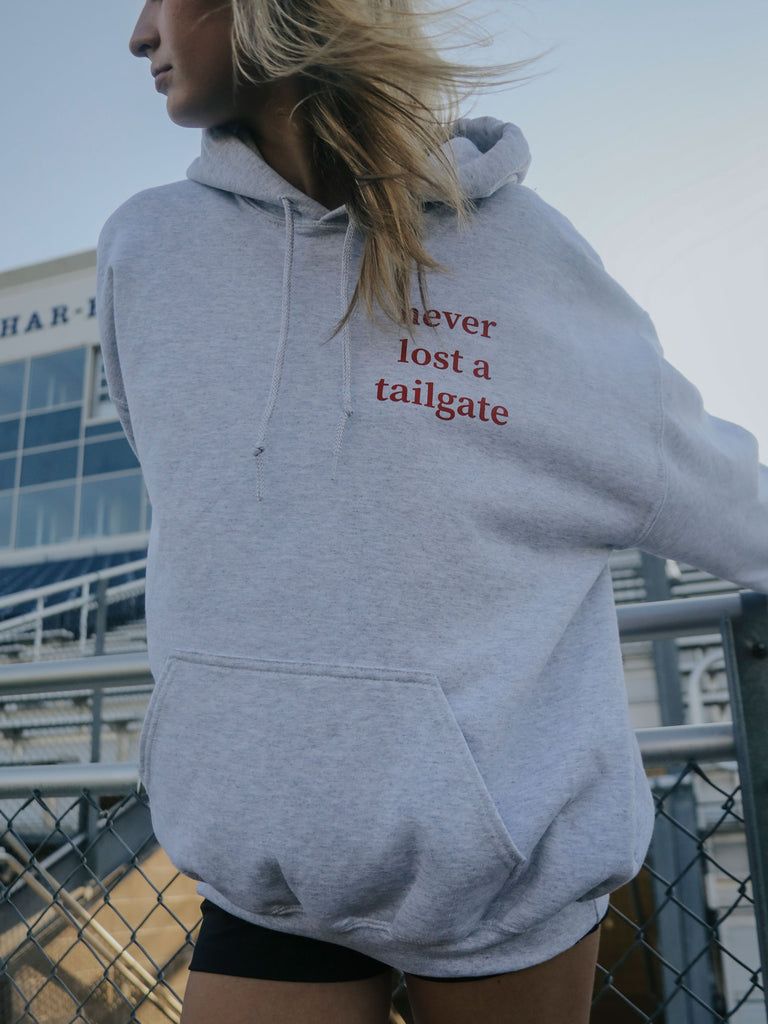 NEVER LOST A TAILGATE HOODIE (front + back)