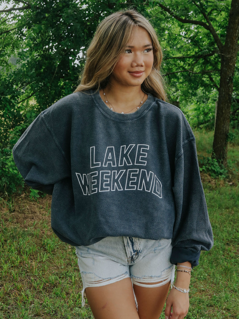 Charlie Southern: Lake Weekend Corded Sweatshirt Navy, 48% OFF