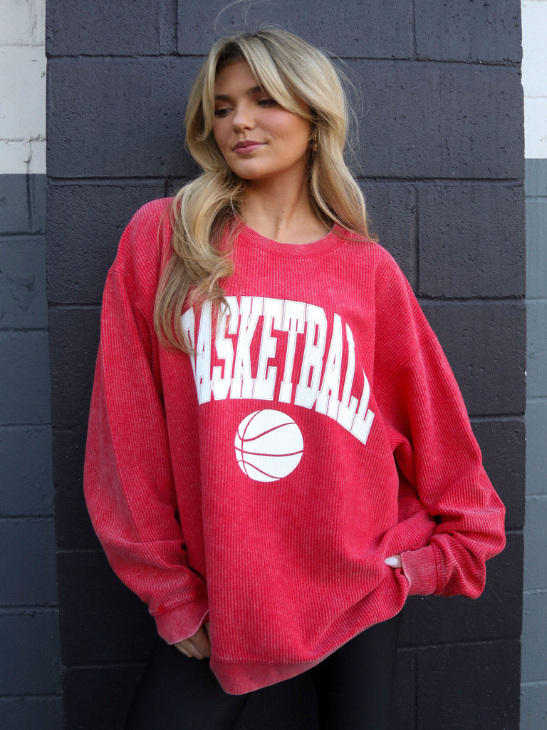 RED BASKETBALL CORDED CREW