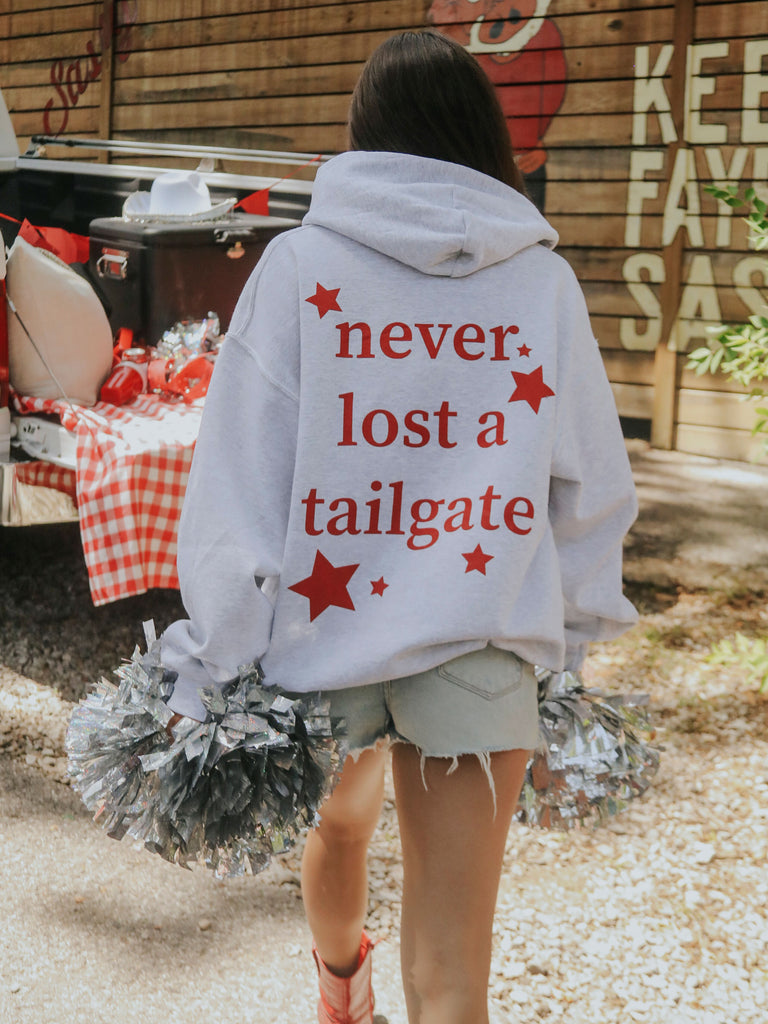 NEVER LOST A TAILGATE HOODIE (front + back)
