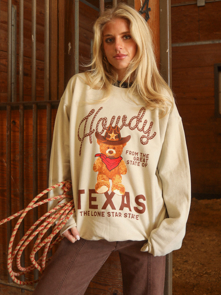 HOWDY TEXAS TEDDY SWEATSHIRT