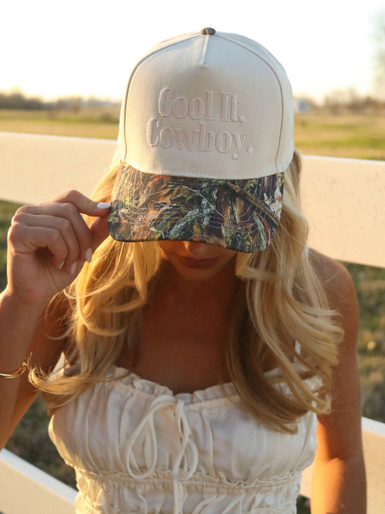 cool it cowboy trucker hat - camo