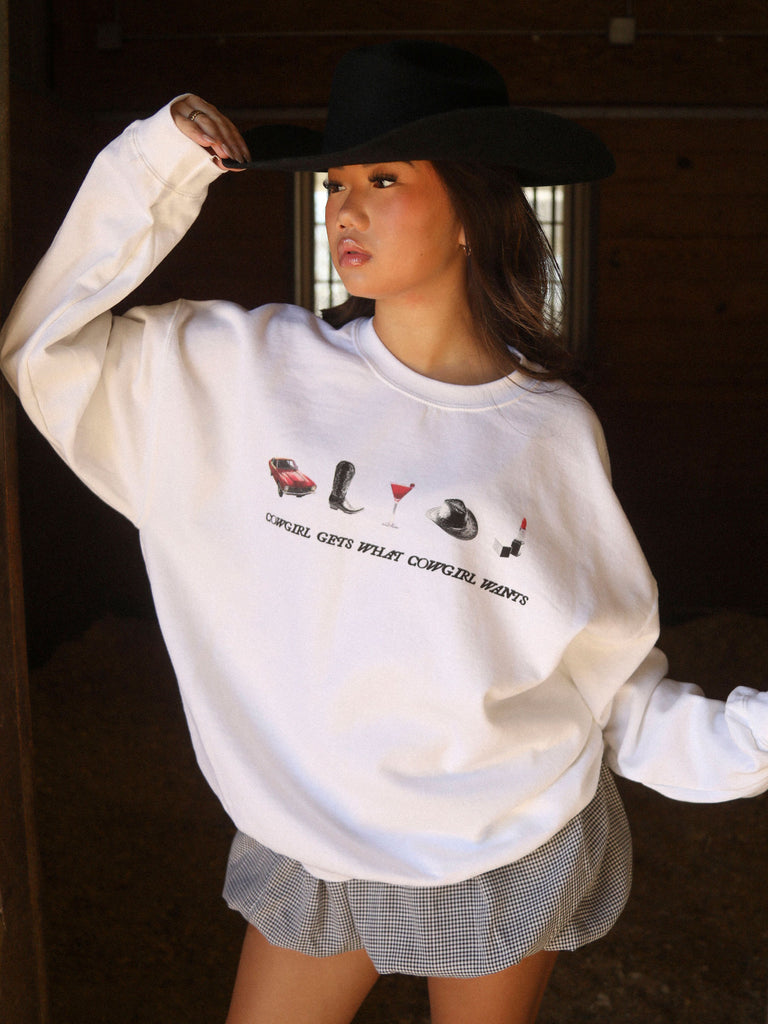 WHAT COWGIRL WANTS SWEATSHIRT