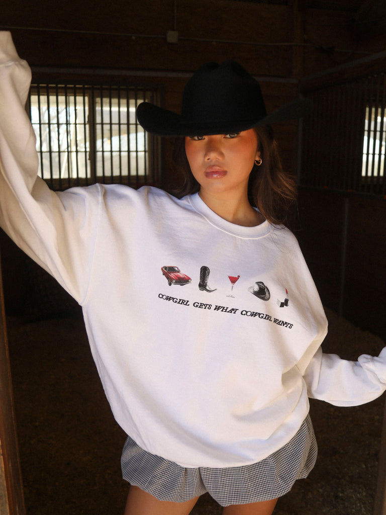 WHAT COWGIRL WANTS SWEATSHIRT